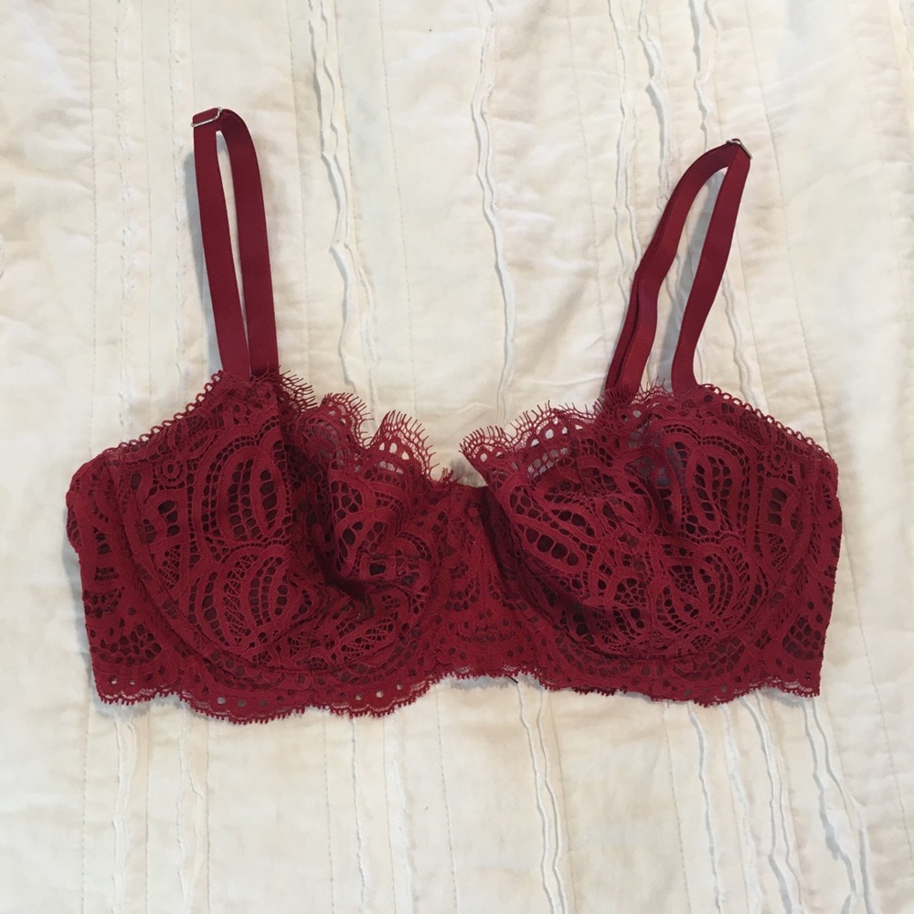 Burgundy lace bra